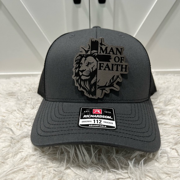 Man of faith laser engraved trucker Richardson 112 hat. - Picture 2 of 2